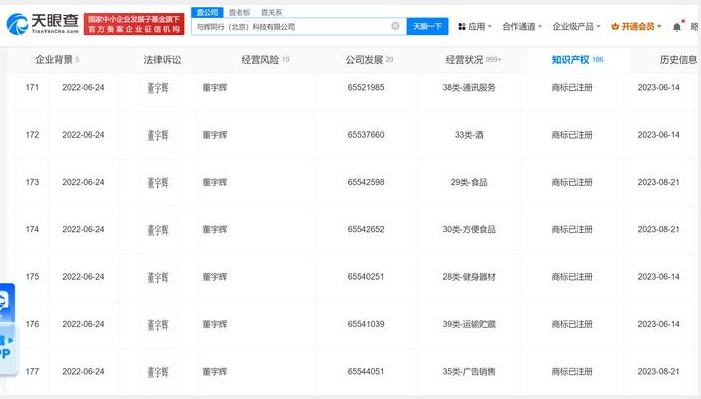董宇辉商标已转给与辉同行公司