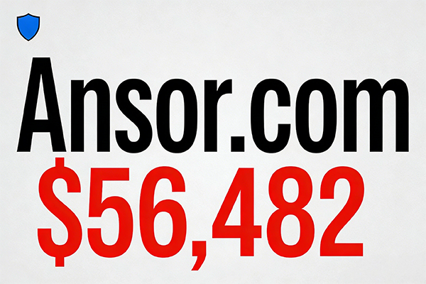 英文域名Ansor.com56,482美元成交